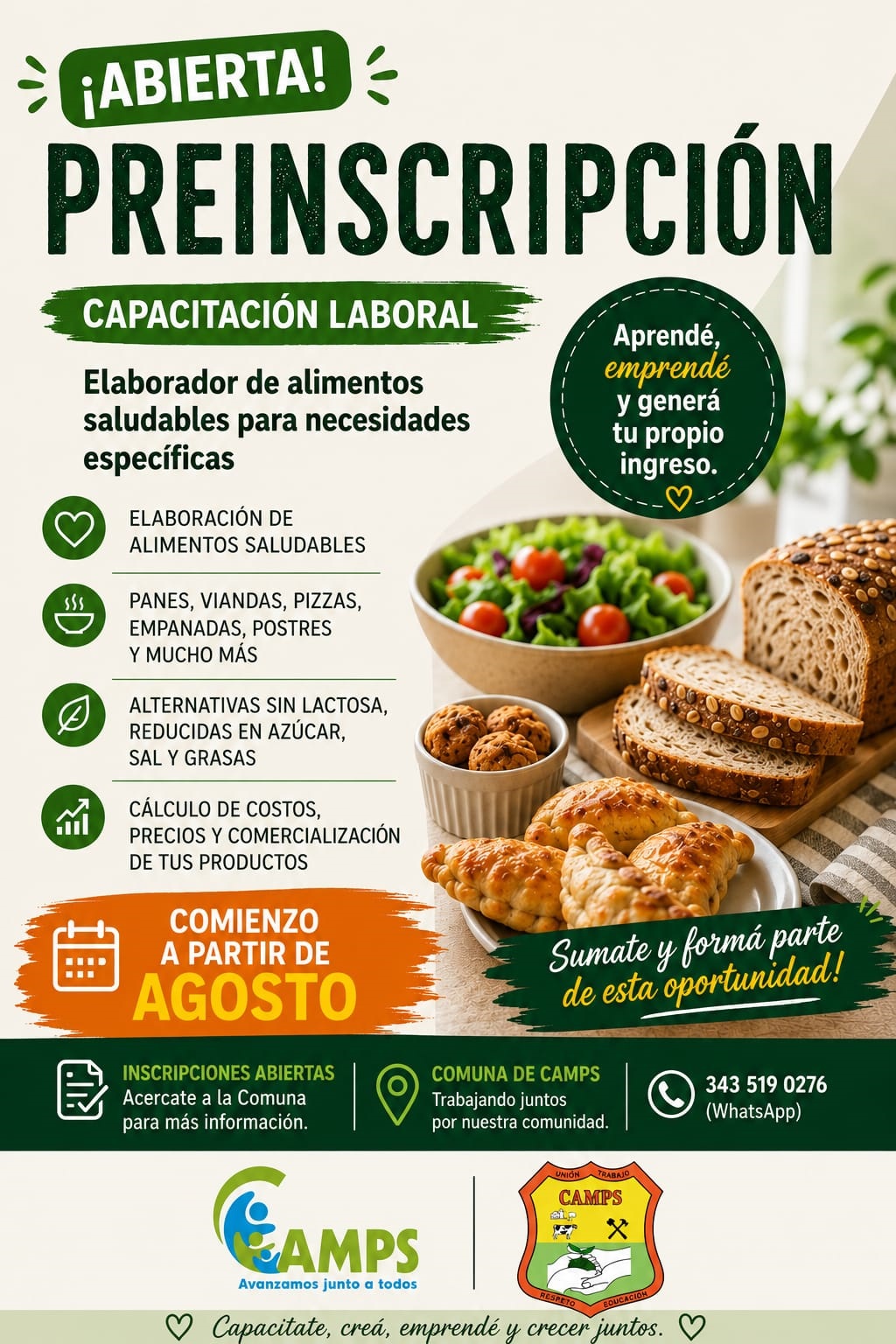PREINSCRIPCIÓN CURSO «ELABORADOR DE ALIMENTOS SALUDABLES PARA NECESIDADES ESPECÍFICAS «